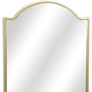 HomeRoots 32" Gold Metal Beaded Arch Accent Mirror - Elegant Curved Design for Timeless Wall Décor & Style 632350