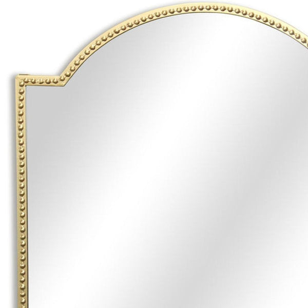 HomeRoots 32" Gold Metal Beaded Arch Accent Mirror - Elegant Curved Design for Timeless Wall Décor & Style 632350
