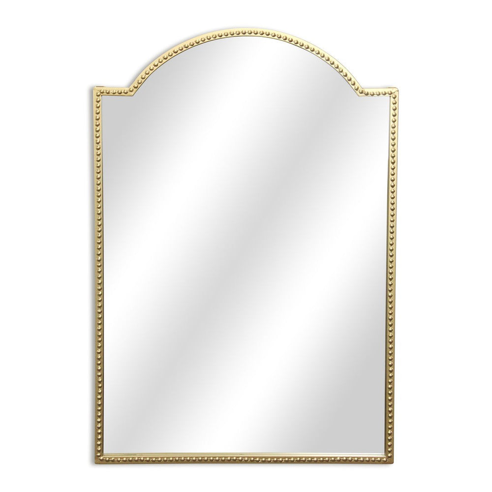HomeRoots 32" Gold Metal Beaded Arch Accent Mirror - Elegant Curved Design for Timeless Wall Décor & Style 632350