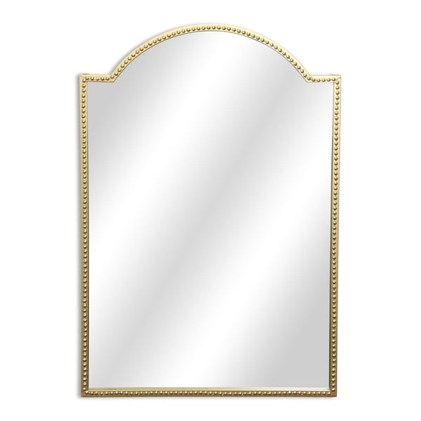 HomeRoots 32" Gold Metal Beaded Arch Accent Mirror - Elegant Curved Design for Timeless Wall Décor & Style 632350