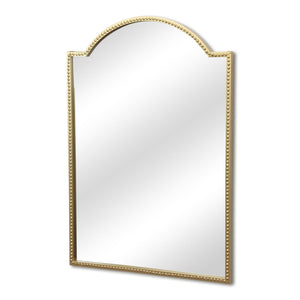 HomeRoots 32" Gold Metal Beaded Arch Accent Mirror - Elegant Curved Design for Timeless Wall Décor & Style 632350