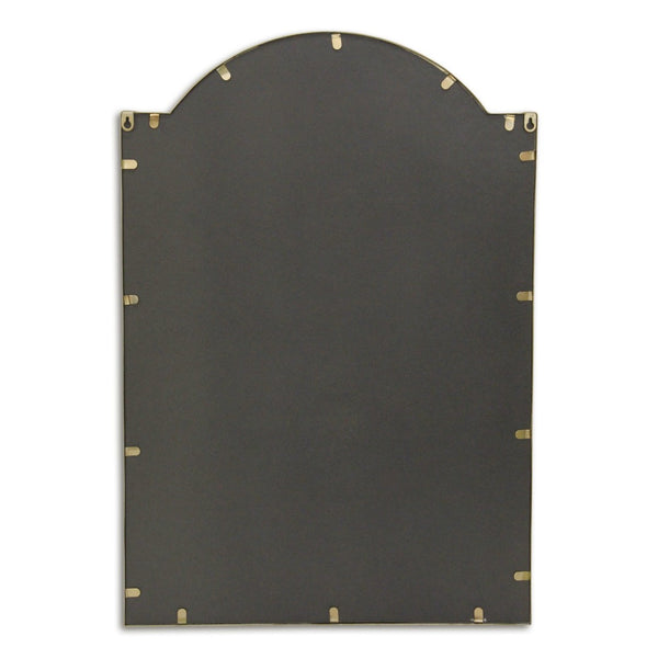 HomeRoots 32" Gold Metal Beaded Arch Accent Mirror - Elegant Curved Design for Timeless Wall Décor & Style 632350