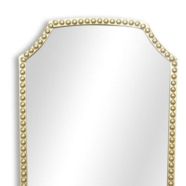 HomeRoots 64" Gold Metal Beaded Arch Full-Length Mirror – Elegant Home Decor for Bedrooms, Hallways & Entryways 632351