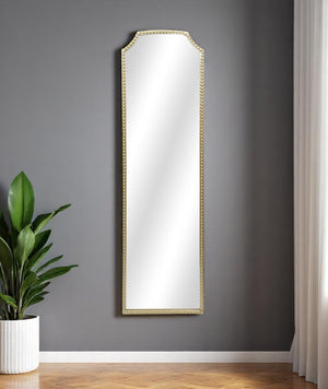 HomeRoots 64" Gold Metal Beaded Arch Full-Length Mirror – Elegant Home Decor for Bedrooms, Hallways & Entryways 632351