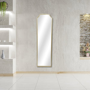 HomeRoots 64" Gold Metal Beaded Arch Full-Length Mirror – Elegant Home Decor for Bedrooms, Hallways & Entryways 632351