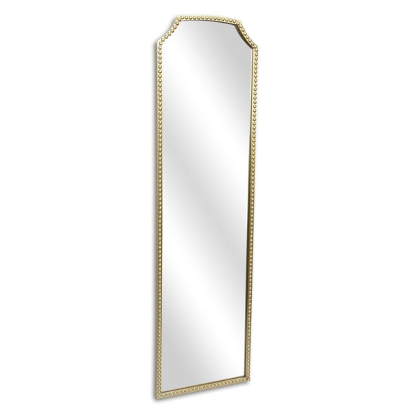 HomeRoots 64" Gold Metal Beaded Arch Full-Length Mirror – Elegant Home Decor for Bedrooms, Hallways & Entryways 632351
