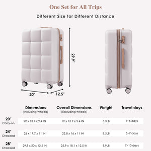 English Elm Luggage Set 4 Piece Abs Hard Shell Spinner Suitcases with Usb Port and Cup Holder Light Grey N726P185038D