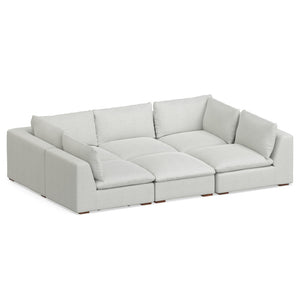 English Elm Jasmine Cloud Grey Pit Sectional Sofa U-Shaped 124" Modular Sofa Bed, Performance Fabric, 1800lb Capacity B136P199251