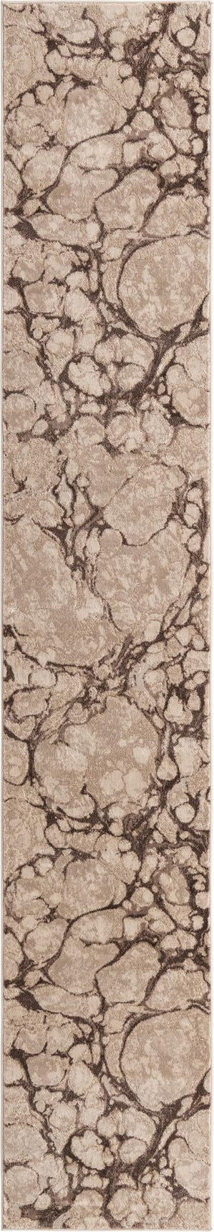 Unique Loom Oasis Breeze Machine Made Abstract Rug Brown, Beige/Ivory 2' 0" x 12' 0"