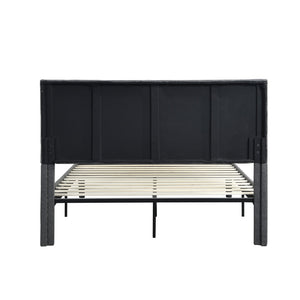 English Elm Full Upholstered Platform Bed Frame with Headboard, Sturdy Wood Slats, No Box Spring Needed, Easy Assembly Gray 57.87 L x 24.41 W x 5.91 H W2297P347432