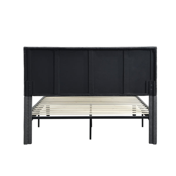 English Elm Full Upholstered Platform Bed Frame with Headboard, Sturdy Wood Slats, No Box Spring Needed, Easy Assembly Gray 57.87 L x 24.41 W x 5.91 H W2297P347432