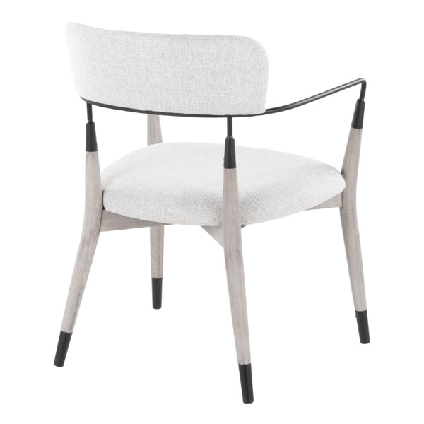 English Elm Chair Set of 2 White Faux Leather Seats with Angular Black Metal Legs Modern Dining B202P471338