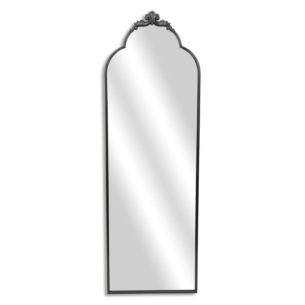 HomeRoots 65" Elegant Black Metal Arch Full-Length Mirror - Victorian Design for Stylish Home Décor & Reflection 632510