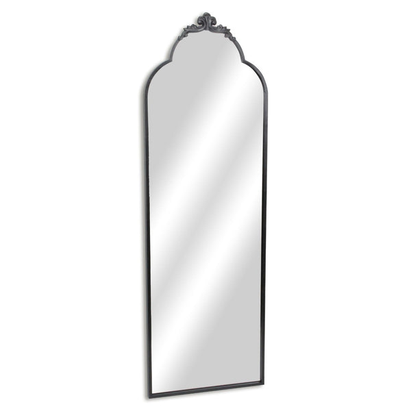 HomeRoots 65" Elegant Black Metal Arch Full-Length Mirror - Victorian Design for Stylish Home Décor & Reflection 632510