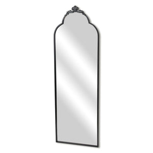 HomeRoots 65" Elegant Black Metal Arch Full-Length Mirror - Victorian Design for Stylish Home Décor & Reflection 632510