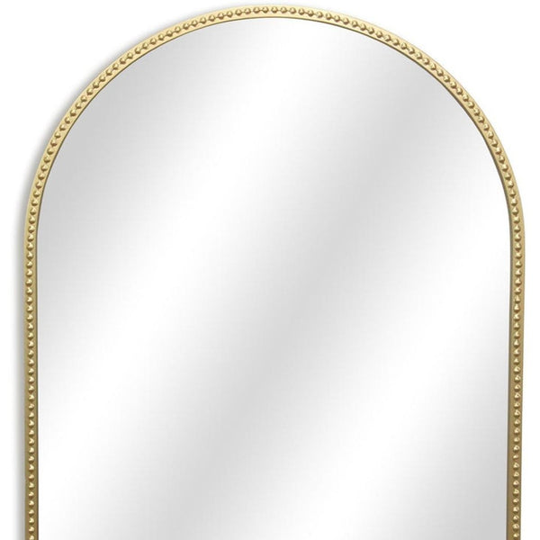 HomeRoots 34" Gold Metal Beaded Arch Accent Mirror – Elegant Design for Modern & Traditional Spaces, Ready to Hang 632512