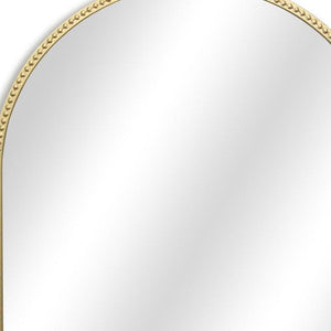 HomeRoots 34" Gold Metal Beaded Arch Accent Mirror – Elegant Design for Modern & Traditional Spaces, Ready to Hang 632512