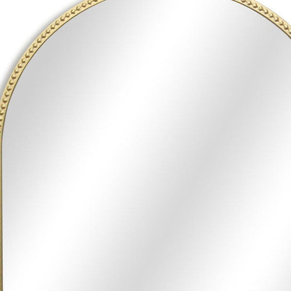 HomeRoots 34" Gold Metal Beaded Arch Accent Mirror – Elegant Design for Modern & Traditional Spaces, Ready to Hang 632512