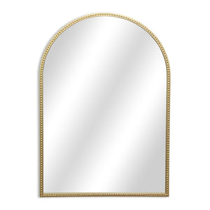HomeRoots 34" Gold Metal Beaded Arch Accent Mirror – Elegant Design for Modern & Traditional Spaces, Ready to Hang 632512