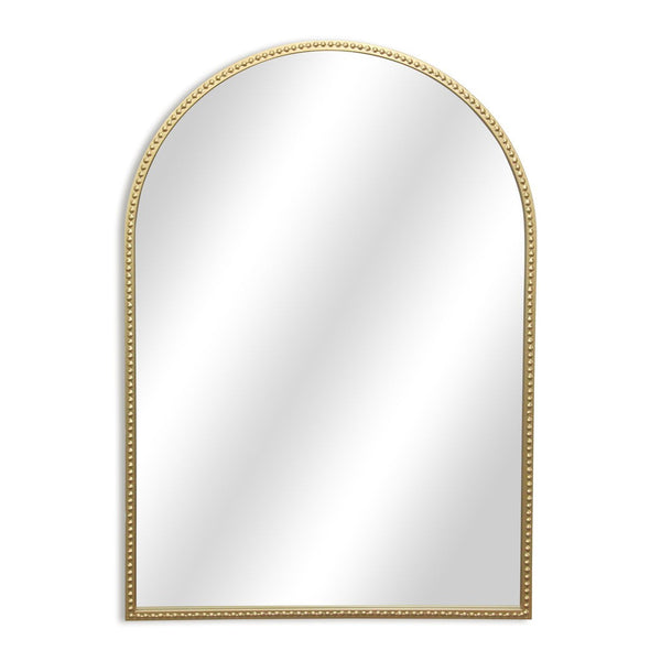 HomeRoots 34" Gold Metal Beaded Arch Accent Mirror – Elegant Design for Modern & Traditional Spaces, Ready to Hang 632512