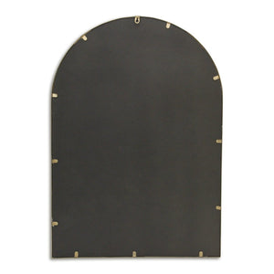 HomeRoots 34" Gold Metal Beaded Arch Accent Mirror – Elegant Design for Modern & Traditional Spaces, Ready to Hang 632512