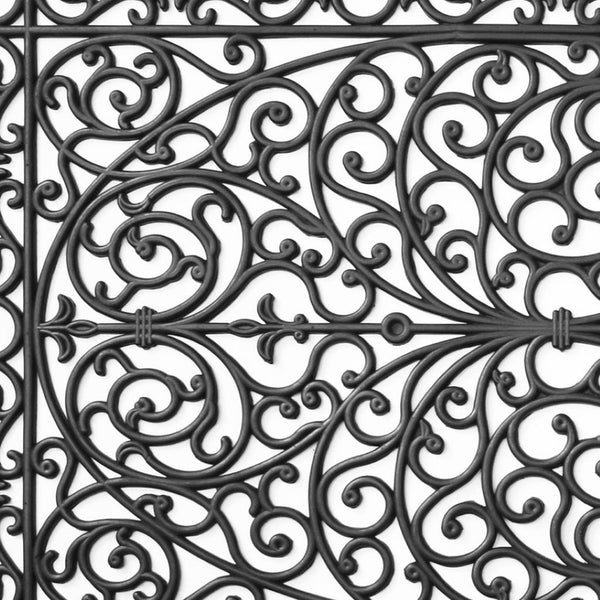 HomeRoots 36" Black Scrollwork Outdoor Rubber Door Mat - Durable, Stylish Design for High-Traffic Entrances 632547