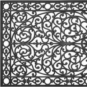 HomeRoots 36" Black Scrollwork Outdoor Rubber Door Mat - Durable, Stylish Design for High-Traffic Entrances 632547