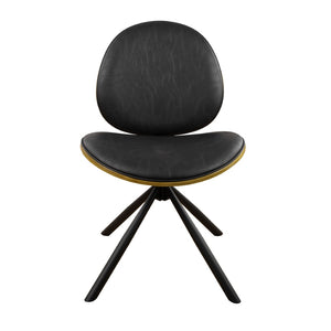 HomeRoots Black Upholstered Swivel Side Chair with Sturdy Metal Frame - Mid-Century Modern Accent Seating Black 632548