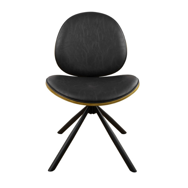 HomeRoots Black Upholstered Swivel Side Chair with Sturdy Metal Frame - Mid-Century Modern Accent Seating Black 632548