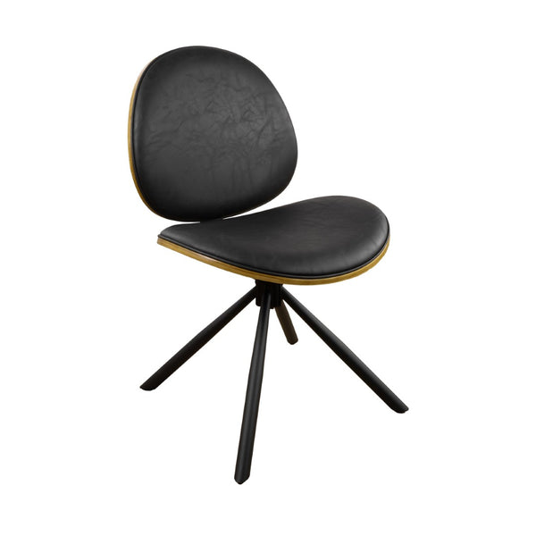 HomeRoots Black Upholstered Swivel Side Chair with Sturdy Metal Frame - Mid-Century Modern Accent Seating Black 632548