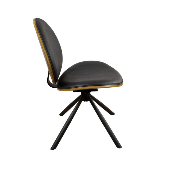HomeRoots Black Upholstered Swivel Side Chair with Sturdy Metal Frame - Mid-Century Modern Accent Seating Black 632548