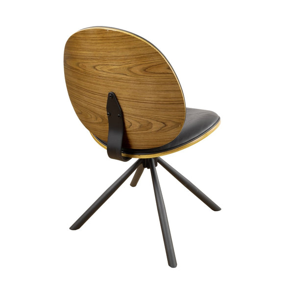 HomeRoots Black Upholstered Swivel Side Chair with Sturdy Metal Frame - Mid-Century Modern Accent Seating Black 632548