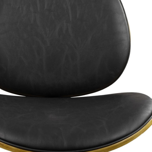 HomeRoots Black Upholstered Swivel Side Chair with Sturdy Metal Frame - Mid-Century Modern Accent Seating Black 632548