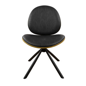 HomeRoots Black Upholstered Swivel Side Chair with Sturdy Metal Frame - Mid-Century Modern Accent Seating Black 632548