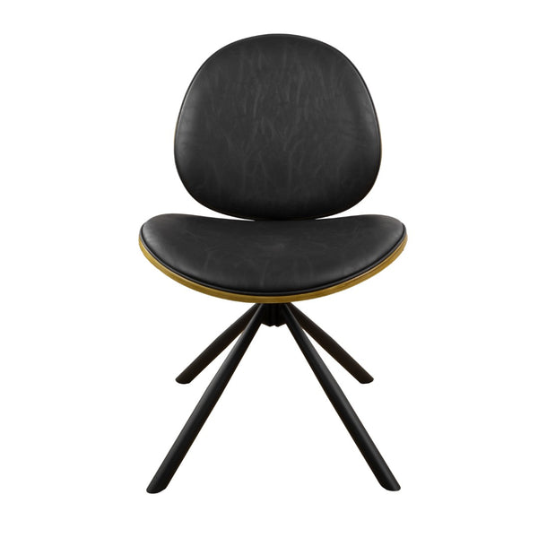 HomeRoots Black Upholstered Swivel Side Chair with Sturdy Metal Frame - Mid-Century Modern Accent Seating Black 632548