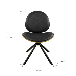 HomeRoots Black Upholstered Swivel Side Chair with Sturdy Metal Frame - Mid-Century Modern Accent Seating Black 632548