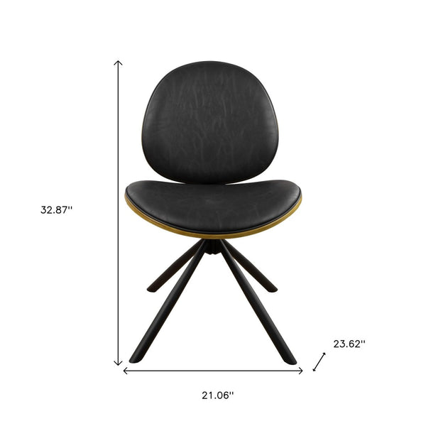 HomeRoots Black Upholstered Swivel Side Chair with Sturdy Metal Frame - Mid-Century Modern Accent Seating Black 632548