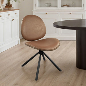 HomeRoots Black Upholstered Swivel Side Chair with Sturdy Metal Frame - Mid-Century Modern Accent Seating Brown 632549