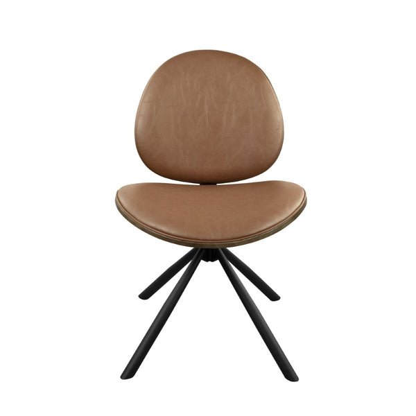 HomeRoots Black Upholstered Swivel Side Chair with Sturdy Metal Frame - Mid-Century Modern Accent Seating Brown 632549