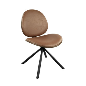 HomeRoots Black Upholstered Swivel Side Chair with Sturdy Metal Frame - Mid-Century Modern Accent Seating Brown 632549
