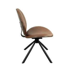 HomeRoots Black Upholstered Swivel Side Chair with Sturdy Metal Frame - Mid-Century Modern Accent Seating Brown 632549