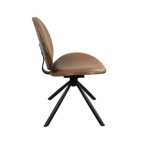 HomeRoots Black Upholstered Swivel Side Chair with Sturdy Metal Frame - Mid-Century Modern Accent Seating Brown 632549