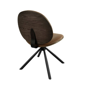 HomeRoots Black Upholstered Swivel Side Chair with Sturdy Metal Frame - Mid-Century Modern Accent Seating Brown 632549
