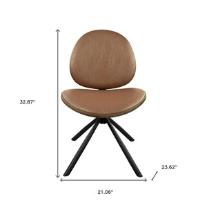 HomeRoots Black Upholstered Swivel Side Chair with Sturdy Metal Frame - Mid-Century Modern Accent Seating Brown 632549