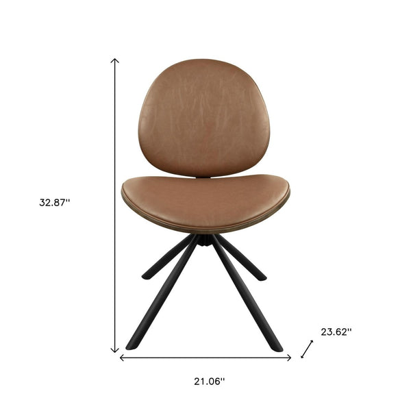 HomeRoots Black Upholstered Swivel Side Chair with Sturdy Metal Frame - Mid-Century Modern Accent Seating Brown 632549
