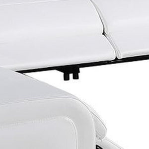 HomeRoots White Italian Leather Power Reclining U-Shaped Sectional Sofa with Console for Ultimate Comfort 632550