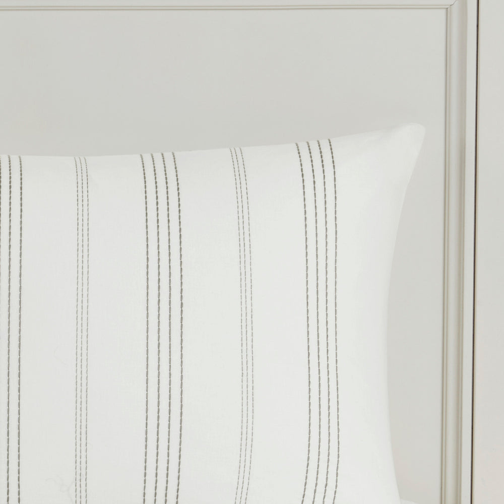 English Elm 6 Piece Cotton Jacquard Oversized Comforter Set - Luxurious White/Grey Bedding For Cozy Bedrooms B035128777