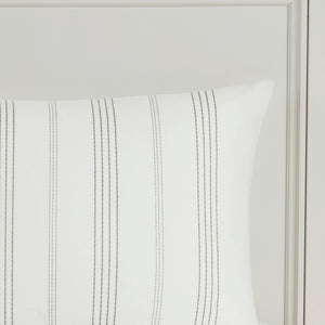 English Elm 6 Piece Cotton Jacquard Oversized Comforter Set - Luxurious White/Grey Bedding For Cozy Bedrooms B035128777