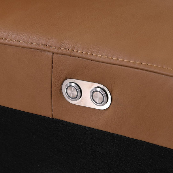 HomeRoots Chestnut Italian Leather U-Shaped Sectional with Power Recline & Console, Seats 10 Comfortably 632555