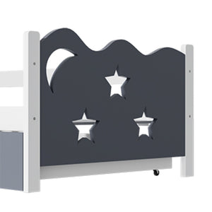 English Elm Kid's Twin Bed Frame Bamboo Mdf Build Star Moon Cutouts White Finish Toddler Bedroom W2992S00005